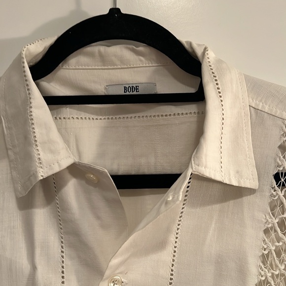 Bode Sheer Lace Tablecloth Shirt - Picture 2 of 5